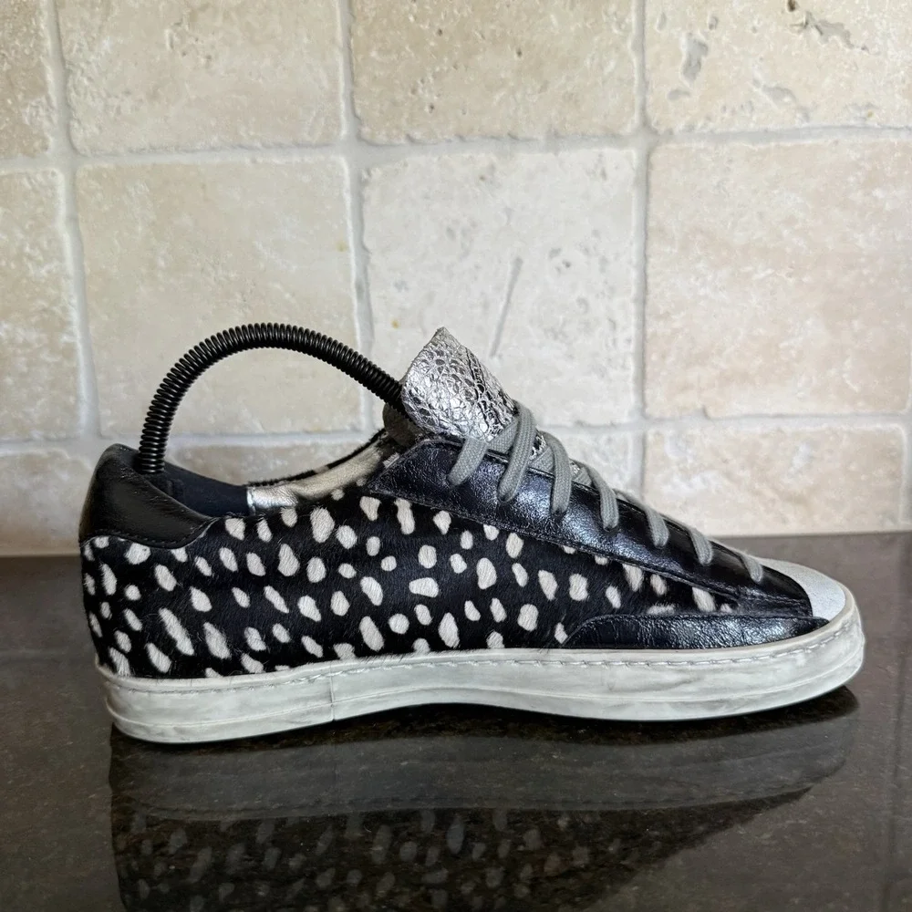 Revolve P448 John Calf Hair Spotted Cowiena Sneaker Black White EU 39 US 8.5 9